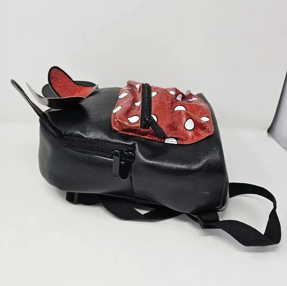 Bioworld Disney Minnie Mouse Backpack Purse Black Red Ears Small Bag Glitter - Picture 8 of 13